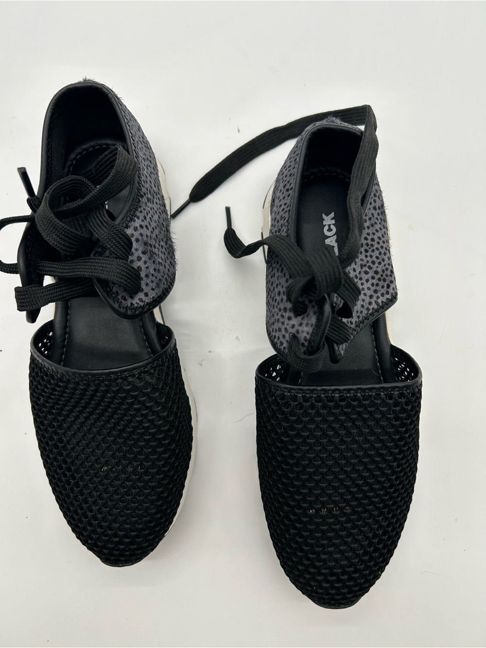 All Black Amazing Mesh Sneaker With Calf Hair Pattern,Breathable Mesh Uppers 7.5